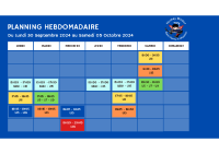 Planning d’entrainement semaine 2 du lundi 30-09-2024 au samedi 05-10-2024